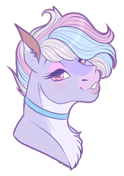 Size: 1280x1820 | Tagged: safe, artist:caff, oc, oc only, species:pony, collar, female, head shot, mare, pastel, simple background, solo, transparent background