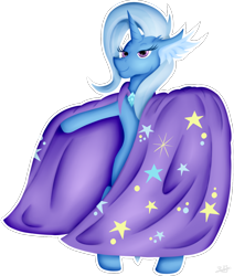 Size: 1224x1445 | Tagged: safe, artist:thebenalpha, character:trixie, species:pony, species:unicorn, birthday gift, cape, clothing, female, solo