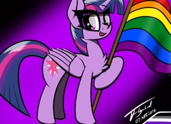 Size: 2124x1536 | Tagged: safe, artist:flywheel, character:twilight sparkle, character:twilight sparkle (alicorn), species:alicorn, species:pony, asexual pride flag, chest fluff, female, gay pride flag, pride, pride flag, simple background, solo