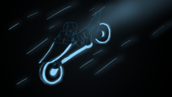 Size: 1920x1080 | Tagged: safe, artist:astralr, species:pony, futuristic, lightcycle, motorcycle, solo, tron