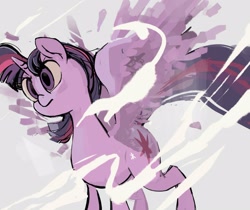 Size: 2048x1721 | Tagged: safe, artist:cottonbudfilly, character:twilight sparkle, character:twilight sparkle (alicorn), species:alicorn, species:pony, dutch angle, female, mare, solo, spread wings, wings