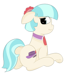 Size: 1750x2000 | Tagged: safe, artist:inky scroll, character:coco pommel, species:earth pony, species:pony, butt, female, floppy ears, looking at you, mare, simple background, sitting, transparent background