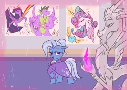 Size: 807x572 | Tagged: safe, artist:spoosha, character:discord, character:ocellus, character:princess flurry heart, character:silverstream, character:spike, character:trixie, character:twilight sparkle, character:twilight sparkle (alicorn), character:yona, species:alicorn, species:pony, species:unicorn, episode:the last problem, g4, my little pony: friendship is magic, cutie mark, older, older flurry heart, older ocellus, older silverstream, older spike, older trixie, older yona, princess twilight 2.0