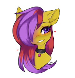 Size: 1280x1340 | Tagged: safe, artist:missclaypony, oc, species:pony, bust, choker, female, mare, portrait, simple background, solo, transparent background