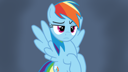 Size: 1920x1080 | Tagged: safe, artist:kazamacat, character:rainbow dash, species:pegasus, species:pony, fanfic:the master mev, fanfic art, female, rainbow dash is not amused, raised eyebrow, show accurate, solo, unamused