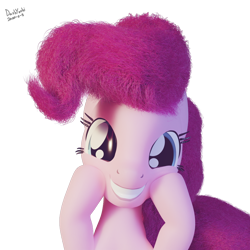 Size: 1024x1024 | Tagged: safe, artist:dashyoshi, character:pinkie pie, species:earth pony, species:pony, birthday, blender, blender cycles, cute, diapinkes, female, looking at you, simple background, smiling, smiling at you, solo, transparent background