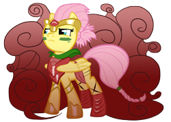 Size: 4492x3211 | Tagged: safe, artist:zackira, character:fluttershy, species:pegasus, species:pony, g4, abstract background, alternate hairstyle, armor, female, flutterbadass, headband, mare, photoshop, serious face, simple background, solo, transparent background