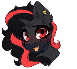 Size: 4062x3643 | Tagged: safe, artist:missclaypony, oc, oc:bloody mary, species:pony, species:unicorn, bust, female, high res, makeup, mare, portrait, running makeup, simple background, solo, transparent background