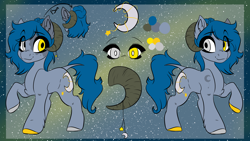 Size: 3840x2160 | Tagged: safe, artist:missclaypony, oc, species:earth pony, species:pony, female, horns, mare, reference sheet, solo
