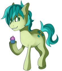 Size: 3150x3600 | Tagged: safe, artist:kenisu-of-dragons, character:sandbar, species:earth pony, species:pony, cupcake, cute, food, high res, looking at you, male, sandabetes, simple background, solo, stallion, transparent background