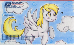 Size: 830x509 | Tagged: safe, artist:hezaa, character:derpy hooves, species:pegasus, species:pony, female, mare, solo, traditional art