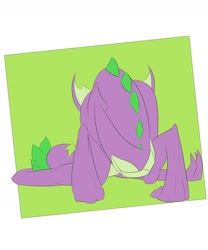Size: 1280x1536 | Tagged: safe, artist:techgear, character:spike, species:dragon, behind, male, older, older spike, simple background, solo, tired, winged spike