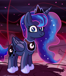 Size: 1840x2120 | Tagged: safe, artist:superhypersonic2000, character:princess luna, species:alicorn, species:pony, ethereal mane, female, galaxy mane, mare, peytral, smiling, solo