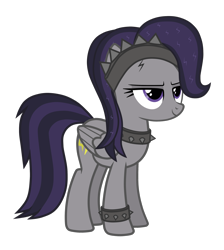 Size: 2652x2962 | Tagged: safe, artist:chomakony, oc, oc only, oc:skillful, species:pegasus, species:pony, female, mare, pegasus oc, show accurate, simple background, smiling, solo, spikes, transparent background, wings