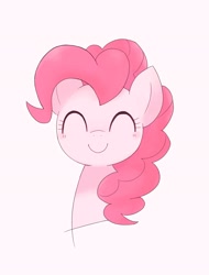 Size: 1558x2048 | Tagged: safe, artist:ginmaruxx, character:pinkie pie, species:pony, bust, cute, diapinkes, eyes closed, female, mare, pink background, portrait, simple background, smiling, solo