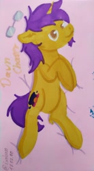 Size: 2138x3879 | Tagged: safe, artist:exobass, oc, oc:dawn chaser, species:pony, species:unicorn, glasses, horn, male, marker drawing, pillow, traditional art, unicorn oc
