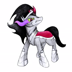 Size: 2470x2468 | Tagged: safe, artist:backgrounds-ponies, derpibooru original, character:king sombra, species:pony, species:unicorn, commission, commissioner:reversalmushroom, looking at you, simple background, traditional art, white background