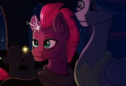 Size: 1516x1035 | Tagged: safe, artist:silverst, character:tempest shadow, character:twilight sparkle, character:twilight sparkle (alicorn), species:alicorn, species:pony, species:unicorn, ship:tempestlight, episode:the last problem, g4, my little pony: friendship is magic, broken horn, clothing, eye scar, female, horn, lesbian, mare, night, peytral, princess twilight 2.0, scar, shipping, sparking horn