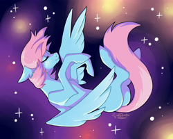 Size: 4724x3779 | Tagged: safe, artist:livzkat, oc, oc only, oc:dipper, species:pegasus, species:pony, female, floating, free, mare, peaceful, solo, space, stars, the cosmos