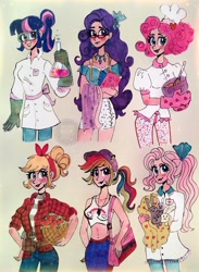 Size: 2346x3200 | Tagged: safe, artist:valeriamagicart, character:applejack, character:fluttershy, character:pinkie pie, character:rainbow dash, character:rarity, character:twilight sparkle, species:human, humanized, mane six
