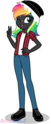 Size: 1316x3158 | Tagged: safe, artist:amgiwolf, oc, my little pony:equestria girls, clothing, one eye closed, plaid shirt, shirt, simple background, solo, transparent background, wink