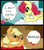 Size: 1050x1200 | Tagged: safe, artist:madkadd, character:applejack, character:strawberry sunrise, species:earth pony, species:pegasus, species:pony, g4, bed, blushing, cellphone, cloud, colored eyebrows, comic, dialogue, duo, eyebrows, eyebrows visible through hair, female, food, freckles, hoof hold, lying down, mare, meme, on a cloud, phone, pillow, ponified meme, profile, prone, signature, smartphone, smiling, speech bubble, strawberry, strawberry savage, text, that pony sure does hate apples
