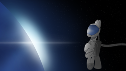 Size: 3840x2160 | Tagged: safe, artist:astralr, species:pony, g4, lens flare, planet, solo, space, space suit, stars, sun