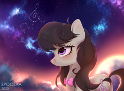 Size: 2040x1495 | Tagged: safe, artist:spoosha, character:octavia melody, species:earth pony, species:pony, g4, cloud, constellation, cute, female, mare, night, profile, redraw, sky, solo, starry night, stars, tavibetes