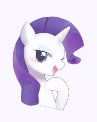 Size: 1631x2048 | Tagged: safe, artist:ginmaruxx, character:rarity, species:pony, species:unicorn, g4, blushing, bust, cute, female, hoof on chest, one eye closed, open mouth, portrait, raised hoof, raribetes, simple background, solo, white background