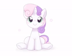 Size: 2048x1610 | Tagged: safe, artist:ginmaruxx, character:sweetie belle, species:pony, species:unicorn, g4, blushing, cute, diasweetes, female, looking at you, simple background, sitting, smiling, smiling at you, solo, white background