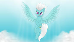 Size: 3840x2160 | Tagged: safe, artist:astralr, character:fleetfoot, species:pegasus, species:pony, g4, cloud, cute, diafleetes, female, flying, looking at you, mare, sky, solo, wings