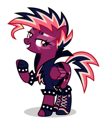 Size: 1854x2160 | Tagged: safe, artist:oyks, oc, oc only, oc:thunderstruck, species:pegasus, species:pony, g4, clothing, mane, nose piercing, pegasus oc, piercing, punk, simple background, solo, transparent background, wings