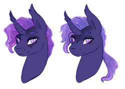 Size: 1078x762 | Tagged: safe, artist:amiookamiwolf, oc, oc:lucius nights, oc:moonlit reverie, species:pony, g4, bust, male, portrait, simple background, stallion, transparent background, twins