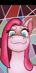 Size: 1640x3280 | Tagged: safe, artist:cocaine, character:pinkamena diane pie, character:pinkie pie, species:earth pony, species:pony, g4, dreamworks face, looking at you, smug