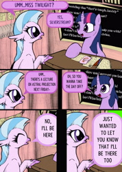 Size: 3556x4983 | Tagged: safe, artist:backgrounds-ponies, character:silverstream, character:twilight sparkle, character:twilight sparkle (alicorn), species:alicorn, species:pony, g4, comic, dialogue box, the muppets