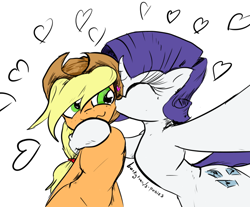 Size: 770x637 | Tagged: safe, artist:backgrounds-ponies, character:applejack, character:rarity, species:anthro, species:earth pony, species:pony, species:unicorn, ship:rarijack, g4, female, kissing, lesbian, shipping