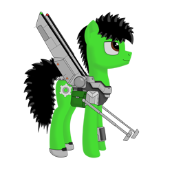 Size: 1280x1280 | Tagged: safe, artist:zocidem, oc, oc:wrench, species:earth pony, species:pony, g4, armor, artificial wings, augmented, biohacking, digital art, harness, mechanical wing, simple background, solo, tack, transparent background, wings
