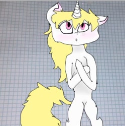 Size: 449x450 | Tagged: safe, artist:pawstheartest, oc, oc only, species:pony, species:unicorn, g4, colored, graph paper, horn, looking up, solo, unicorn oc