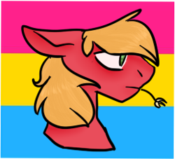 Size: 257x233 | Tagged: safe, artist:pawstheartest, character:big mcintosh, species:earth pony, species:pony, g4, bust, gay pride flag, headcanon, lgbt headcanon, male, pan big mac, pansexual, pansexual pride flag, pride, pride flag, sexuality headcanon, solo, stallion, straw in mouth