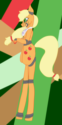 Size: 1000x2000 | Tagged: safe, artist:pawstheartest, character:applejack, species:anthro, species:earth pony, species:pony, species:unguligrade anthro, g4, abstract background, animatronic, female, five nights at freddy's, mare, solo
