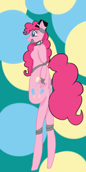 Size: 1000x2000 | Tagged: safe, artist:pawstheartest, character:pinkie pie, species:anthro, species:earth pony, species:pony, species:unguligrade anthro, g4, abstract background, animatronic, female, five nights at freddy's, mare, solo