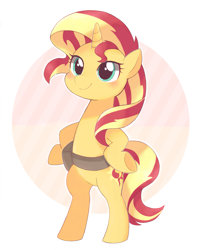 Size: 2385x2894 | Tagged: safe, artist:ginmaruxx, character:sunset shimmer, species:pony, species:unicorn, equestria girls:mirror magic, g4, my little pony: equestria girls, my little pony:equestria girls, spoiler:eqg specials, bipedal, blushing, cute, female, high res, hoof on hip, in the human world for too long, mare, pixiv, scene interpretation, shimmerbetes, solo