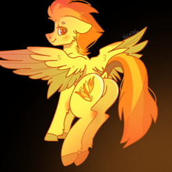 Size: 768x768 | Tagged: safe, artist:valkiria, character:spitfire, species:pegasus, species:pony, g4, black background, butt, female, looking at you, mare, plot, simple background, wings