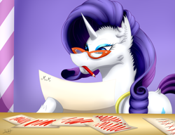 Size: 3233x2479 | Tagged: safe, artist:thebenalpha, character:rarity, species:pony, species:unicorn, g4, carousel boutique, drawing, glasses, pencil