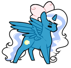 Size: 354x339 | Tagged: safe, artist:cyrinthia, oc, oc only, oc:fleurbelle, species:alicorn, species:pony, g4, adorabelle, alicorn oc, bow, chibi, cute, female, hair bow, horn, mare, simple background, solo, transparent background, wings