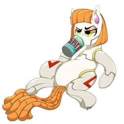 Size: 1920x1920 | Tagged: safe, artist:ghouleh, oc, oc only, oc:polly, oc:polymer, species:earth pony, species:pony, g4, cyber pony, cyborg, drinking, female, grumpy, mare, pixel art, pun, robot, simple background, soda, soda can, solo, spite, sprite, transparent background