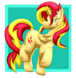 Size: 2250x2308 | Tagged: safe, artist:thebenalpha, character:sunset shimmer, species:pony, species:unicorn, g4, ear fluff, simple background, standing