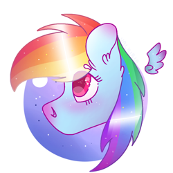 Size: 768x768 | Tagged: safe, artist:valkiria, character:rainbow dash, species:pegasus, species:pony, g4, cute, ear fluff, female, mare, simple background, solo, white background, wings