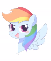 Size: 1703x2048 | Tagged: safe, artist:ginmaruxx, character:rainbow dash, species:pegasus, species:pony, g4, blushing, bust, cute, dashabetes, female, mare, open mouth, portrait, simple background, solo, spread wings, white background, wings