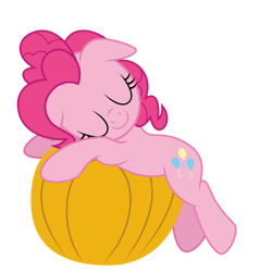 Size: 1024x1024 | Tagged: safe, artist:dashyoshi, character:pinkie pie, species:earth pony, species:pony, g4, eyes closed, halloween, holiday, pumpkin, simple background, solo, transparent background, vector